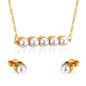 New Fake Pearl Wedding Jewelry Set Crystal Necklace Jewelry Sets Party Women Necklace Bridal Earrings