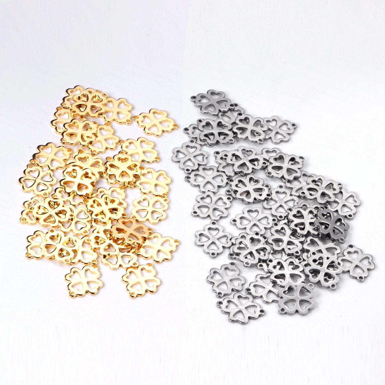 ASON 100pcs/Lot  Stainless Steel Charms Gold Silver Color Flower Shape Pendants For Necklaces DIY Jewelry Wholesale Accessories asonjewelry