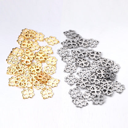 ASON 100pcs/Lot  Stainless Steel Charms Gold Silver Color Flower Shape Pendants For Necklaces DIY Jewelry Wholesale Accessories asonjewelry