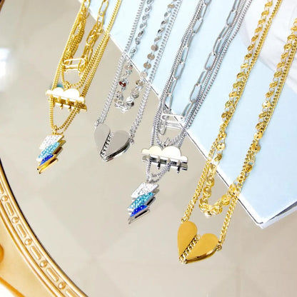 Double Layered Decor Necklaces Heart Broken Woman Choker Rainbow Multilayer Lightning Brand Design Products On Neck asonjewelry