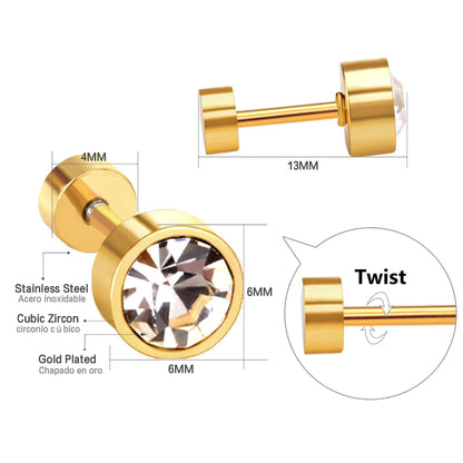 12pcs/ Jewelry Earrings Screw Back Earrings For Women Gift CZ Earings Fashion Jewelry kids Gold Christmas Earrings Set asonjewelry