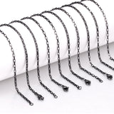 ASON 10pcs/Lots Long Necklace Women Collar 2MM Gold Black Rose Silver Color Stainless Steel Box Chains Necklaces Wholesale