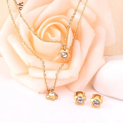 New Heart Shape Crystal Fashion Necklaces Droop Earrings Sets For Woman Dubai Wedding Jewelry Set pendientes bijoux asonjewelry