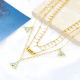 Blue Triangle Charms Collier Brand Design Three-Layered Necklaces Gold Plated Link Chain Choker Romantic Y2K Collar