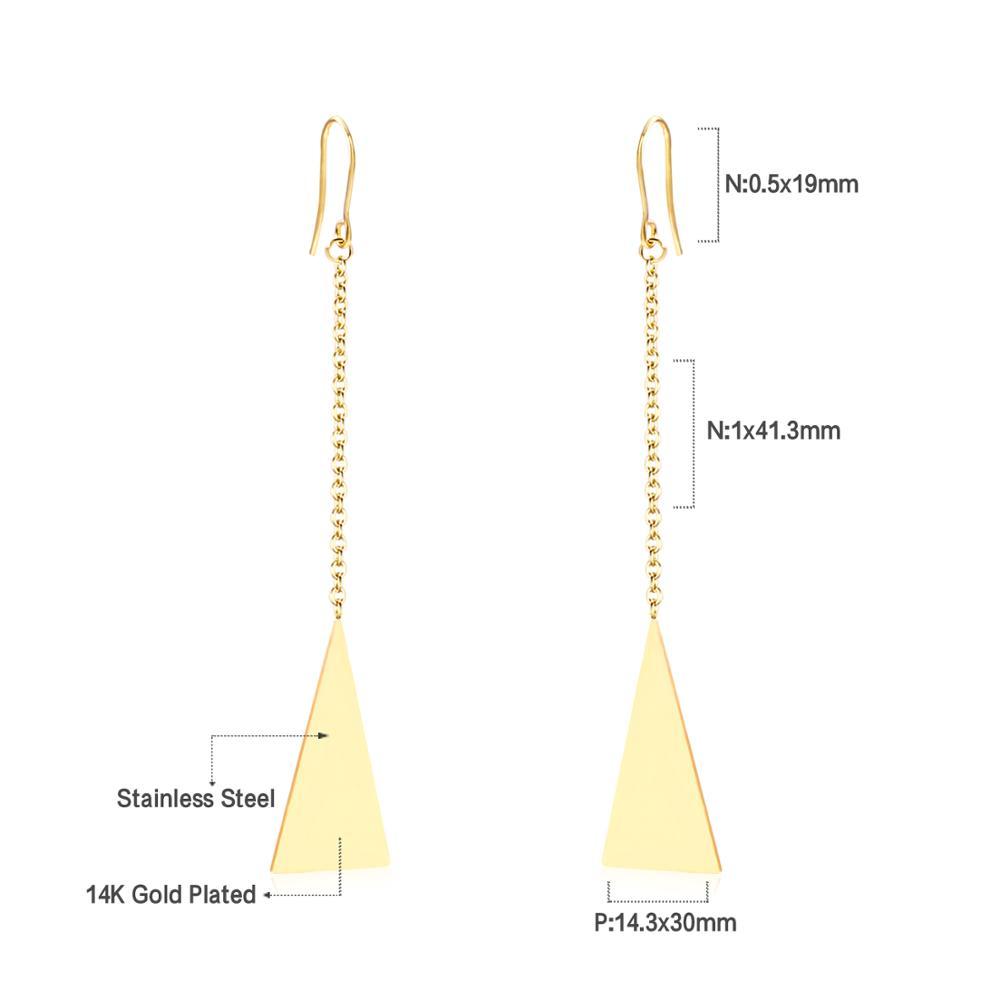 ASON Elegant Gold Color Drop Earrings Stainless Steel Triangle Pendant Dangle Earrings for Women Gift Party Jewelry asonjewelry