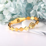 Stainless Steel Bangles On Hand Mental Bracelets For Women Shell Printed Rhinestone Bangles Customize Bangles Gifts