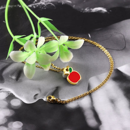 ASON 316L Stainless Steel Choker Gold Color Chain Apple Pendant Necklace Jewelry for Women Girl Anniversary Party Gift asonjewelry
