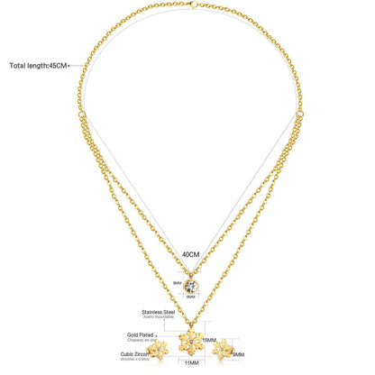 ASON Snowflake Cubic Zirconia Pendants Multilayer Necklace Earrings Jewelry Sets Gold Color Stainless Steel Women Christmas asonjewelry