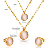 Fashion Elegant Luxury Double Chain Stainless Steel Necklaces Earrings Sets For Ladies Wedding Jewellry pendientes