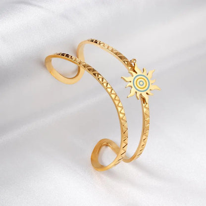 Boho Cuff Bangles Sunshine Pattern Drops Pendients Double Layered Designer Bracelets Bangles For Fashion Woman asonjewelry