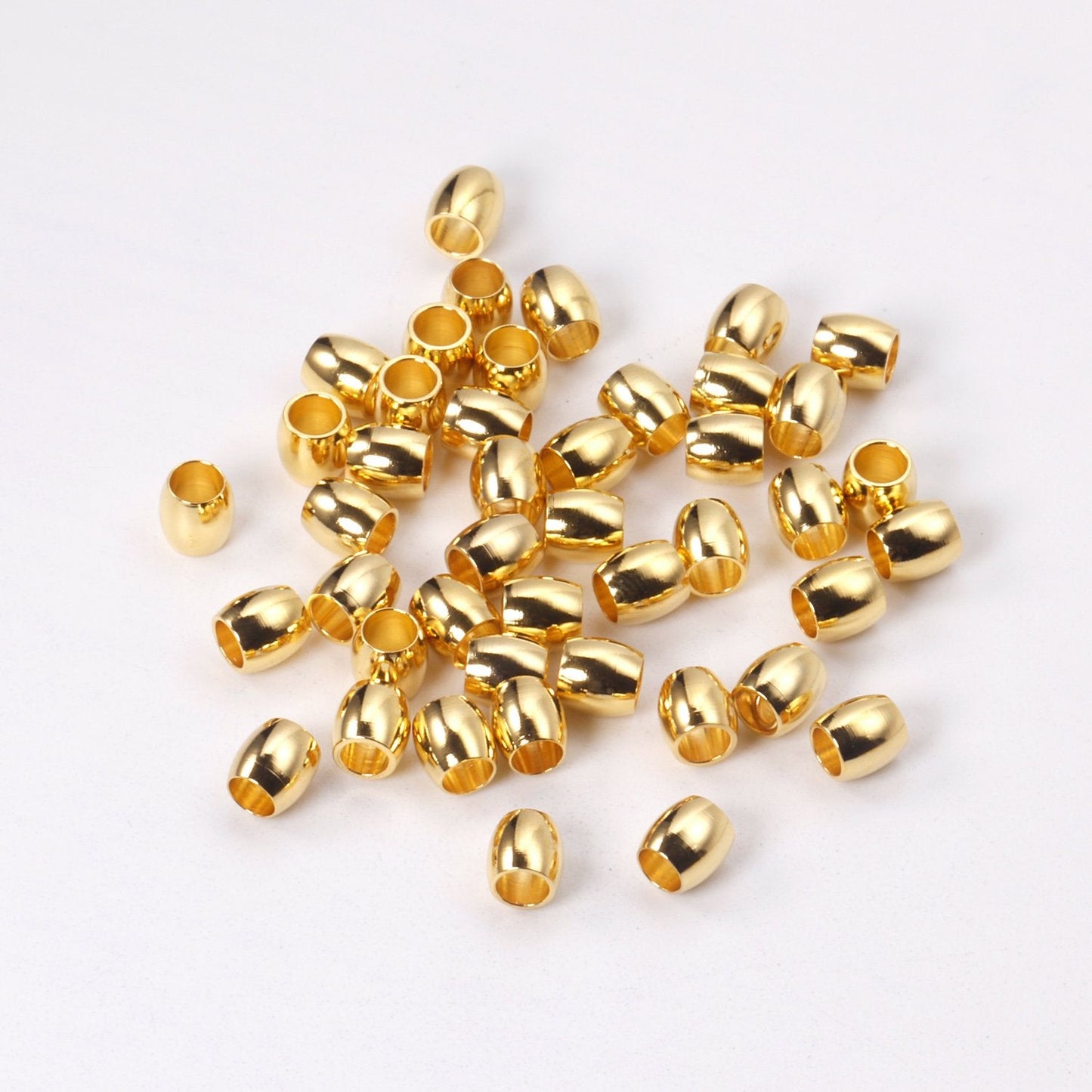 ASON 100pcs/Lot Spacer Beads Loose Ball Oval 316L Stainless Steel Gold Silver Color For DIY bracelet Necklace Jewelry Making asonjewelry