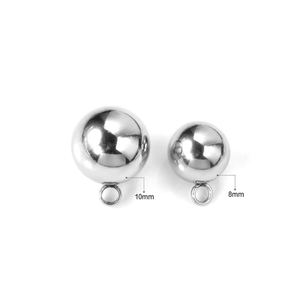 ASON 100pcs 8mm 10mm Stainless Steel Ball with Ring Jewelry Finding Pendant Charm Steel Beads for DIY Jewelry Making asonjewelry