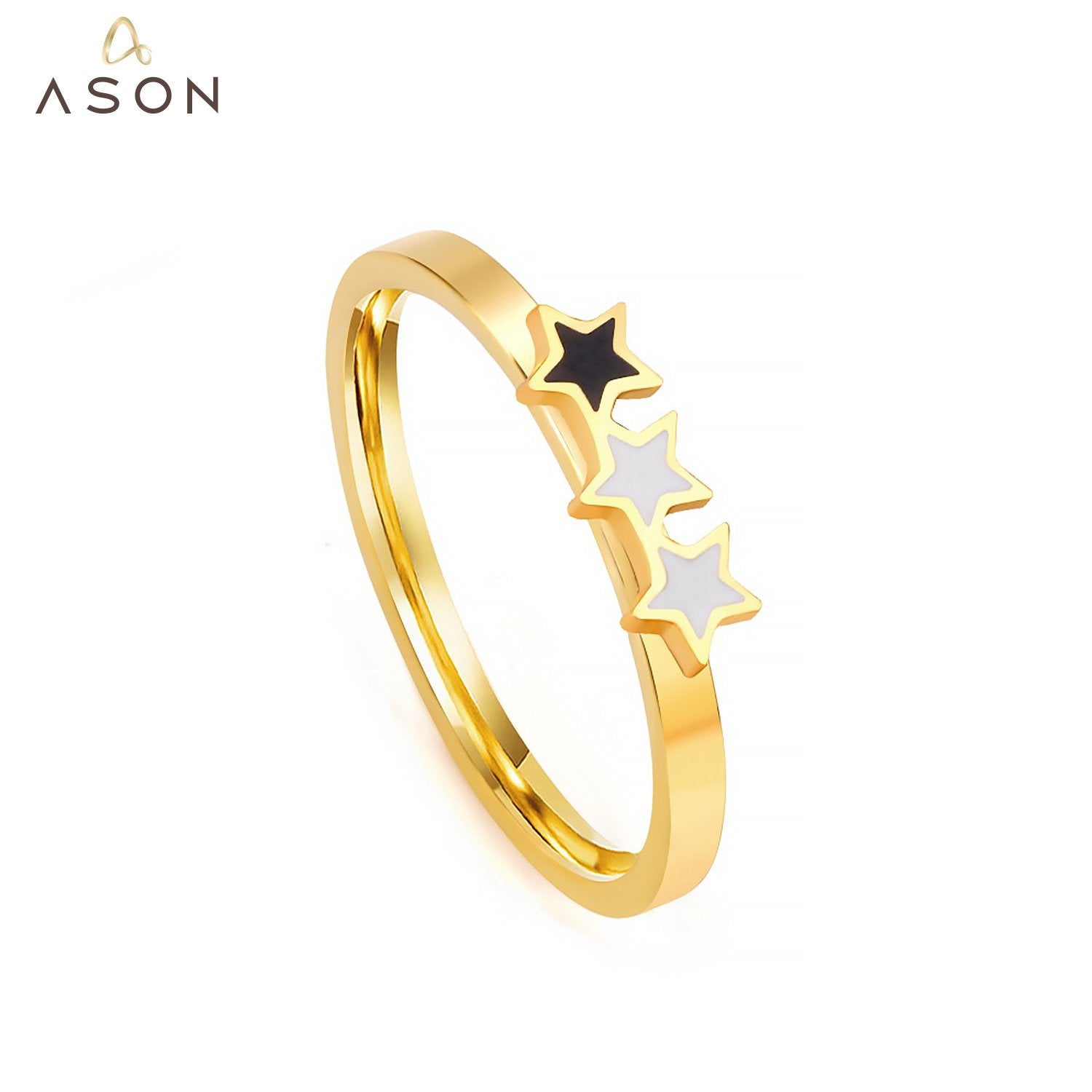 ASON Size 6/7/8/9 Small Star Pattern Finger Ring Gold Color Stainless Steel Fashion Jewelry for Women Party Gift Accessory asonjewelry