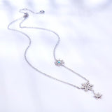 Snowflake Collier Tassel Long Necklace With Zirconia Luxury Fine Gifts For Woman Steel Color Pendant Necklace 2022