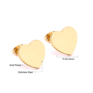 ASON-pendientes de corazón de Color dorado para amantes, joyería de acero inoxidable con pasador de empuje hacia atrás, accesorios para fiesta 