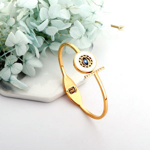 Pulseras Mujer Bangles For Women Stainless Steel Round Universe Blue Color Stainless Steel Cuff Bracelets Bangles Girl