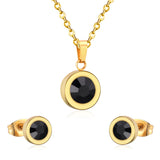 Stainless Steel Round Multi-color Pendant Necklace Earrings Sets For Women Indian Jewellry Accessories pendientes