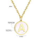 Stainless Steel Round Initial Pendant Necklace Gold Color 26 A-Z Letter Necklaces For Female Party Friend Wholesale