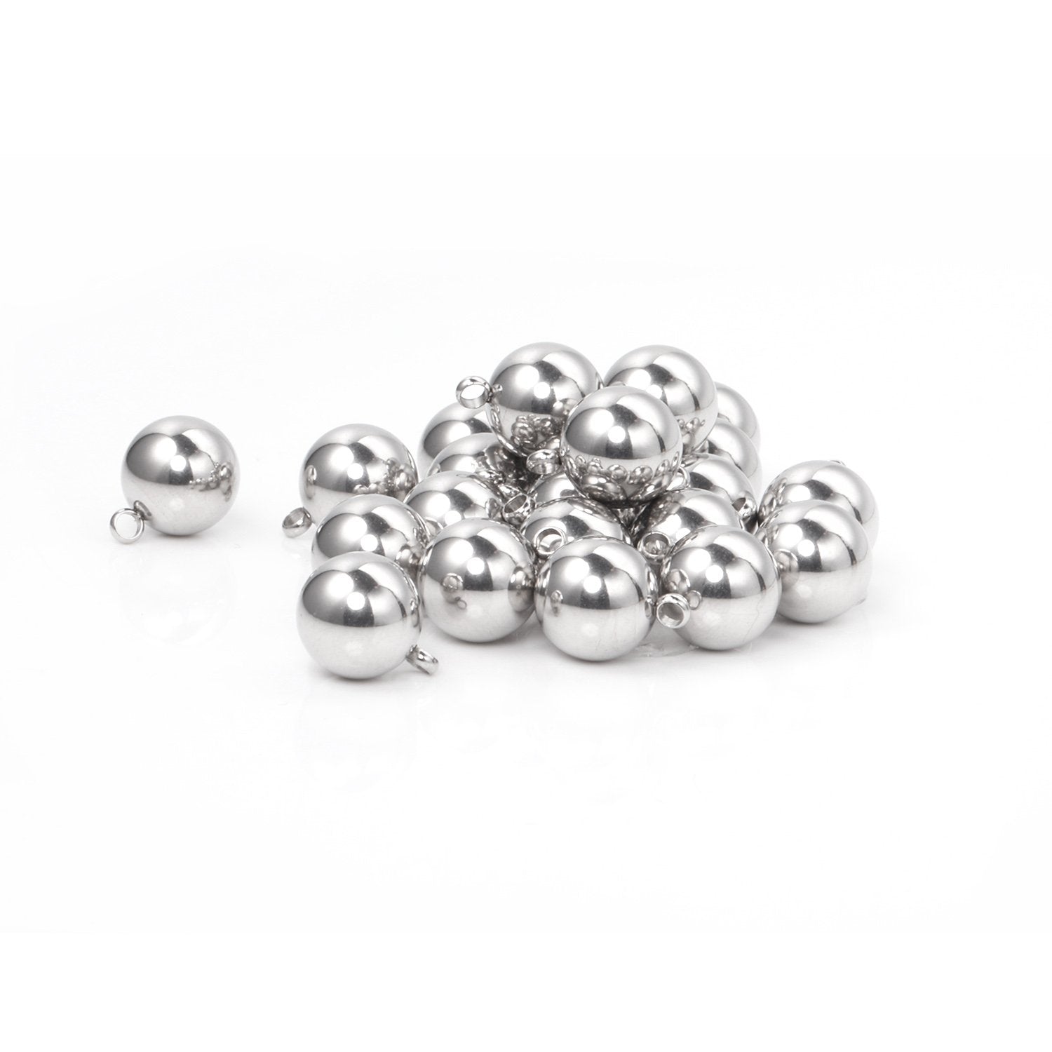 ASON 100pcs 8mm 10mm Stainless Steel Ball with Ring Jewelry Finding Pendant Charm Steel Beads for DIY Jewelry Making asonjewelry