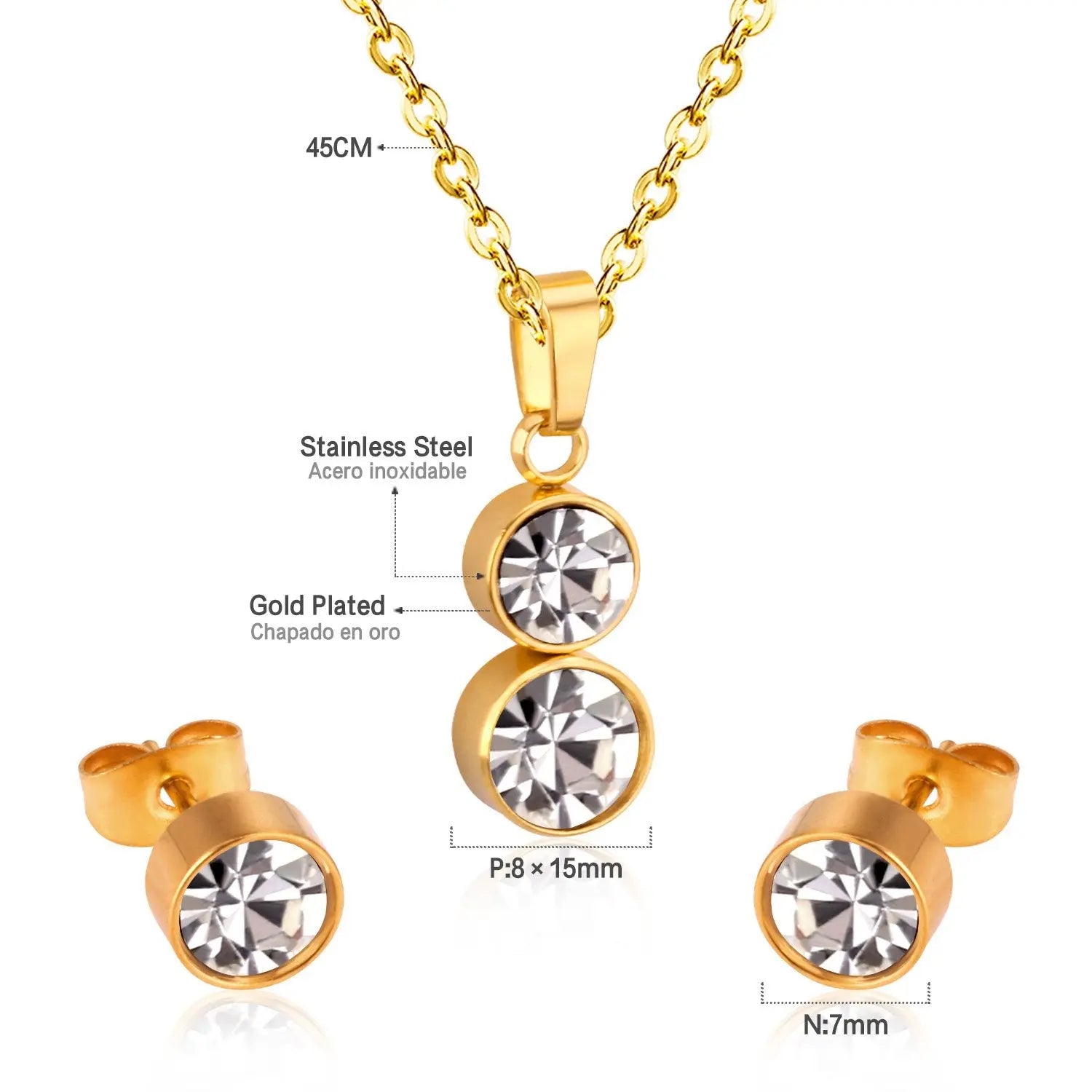 Cylinder Cubic Zirconia Pendant Nacklace Earrings Jewelry Sets For Women Brincos No Fade Collars Jerelry Party    asonjewelry