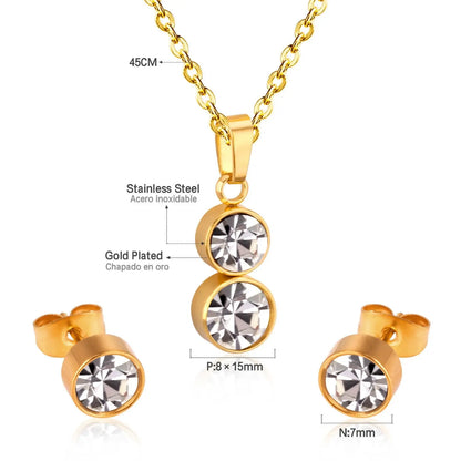 Cylinder Cubic Zirconia Pendant Nacklace Earrings Jewelry Sets For Women Brincos No Fade Collars Jerelry Party    asonjewelry