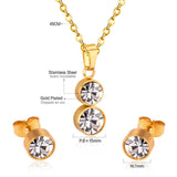 Cylinder Cubic Zirconia Pendant Nacklace Earrings Jewelry Sets For Women Brincos No Fade Collars Jerelry Party   