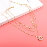 Planet Design With Shiny AAA Zirconia Triple Three Layer Pendant Necklace With Stars Collier Mix Trendy Jewelry 90S