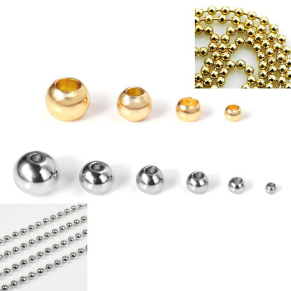 ASON 100pcs/Lot Gold/Silver Color Stainless Steel Spacer Beads Loose Ball for Necklace Bracelet DIY Jewelry Making Supplies asonjewelry