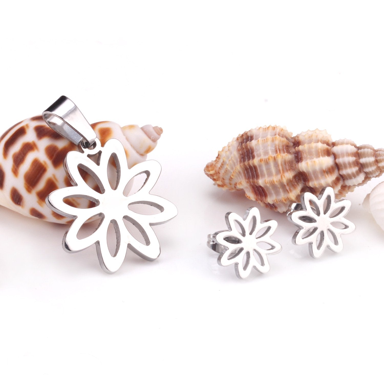 ASON Classic Stainless Steel Gold Color Flower Jewelry Sets for Women Wholesale Necklace Earring Jewlery Sets Party asonjewelry