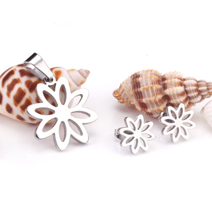 ASON Classic Stainless Steel Gold Color Flower Jewelry Sets for Women Wholesale Necklace Earring Jewlery Sets Party asonjewelry