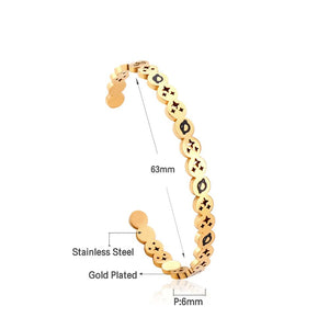 ASON Trendy Style 63 mm Space Stars Pattern Round Open Bangle Gold Color Stainless Steel For Women Men Fashion Jewelry