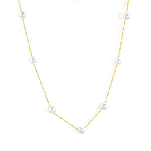 Gold Fake Pearl 6mm Pendant Link Chain 2021 Choker Necklace Women Jewelry Stainless Steel Babygirl Necklaces Set