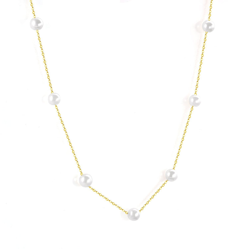 Conjunto de collares de acero inoxidable para mujer, gargantilla con cadena de eslabones colgante de 6mm y perlas falsas doradas, joyería para mujer 2021