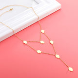 Hamsa Hand Charms Double Layer V Neck Pendant Necklace For Woman Stainless Steel Collier New 2022 Boho Fashion
