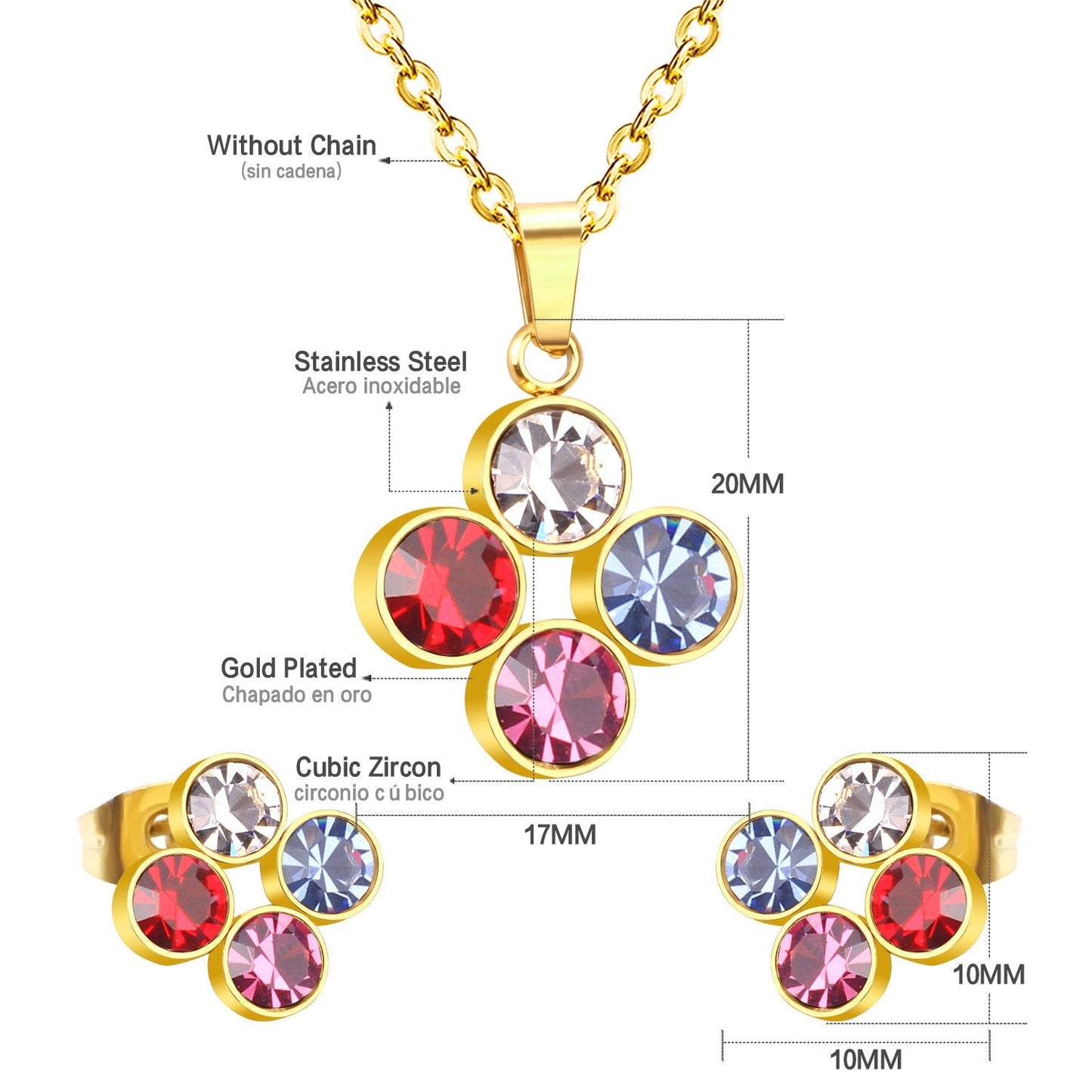 ASON 316L Stainless Steel Zircon Gold Bridal Wedding Jewelry Sets for Women 2019 Flower Necklace Pendant Small Stud Earring asonjewelry
