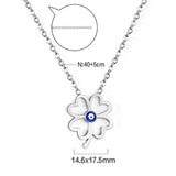 Hollow Out Four Leaf Clover Pendant Necklaces Blue Cat Eyes Stone For Friends Wishes Lucky Christmas Gifts Collier