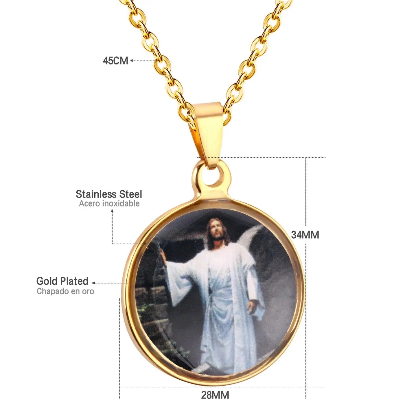 Stainless Steel Necklace Pendant Christianity Necklaces Man Jewelry-105801G asonjewelry