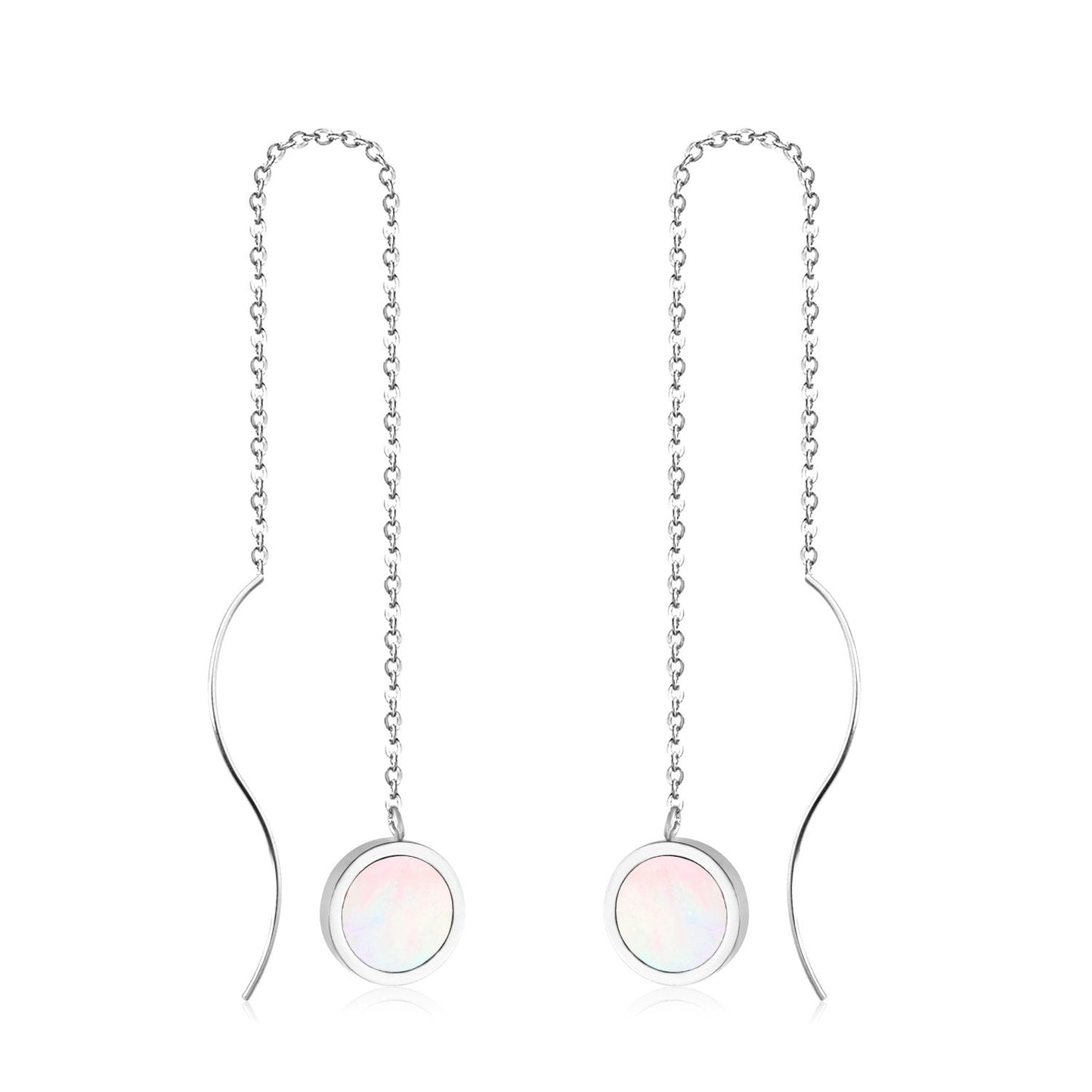 ASON Korean Style Statement Drop Earrings Round Shell Dangle Earring Stainless Steel Jewelry for Women Femme Party Gift asonjewelry