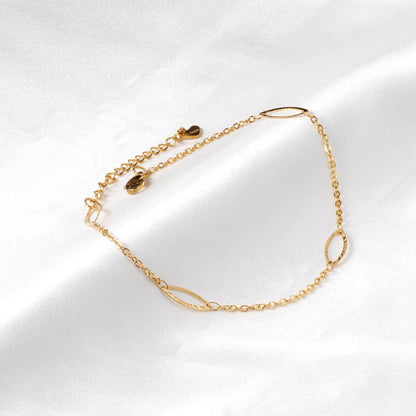 ASON Fashion Jewelry Simple Oval Charm Foot Link Chains Anklet Gold Color Stainless Steel for Women Beach Accessories asonjewelry