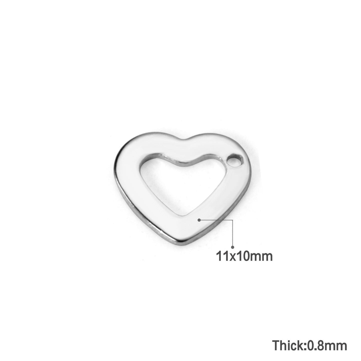 ASON 100 Pcs/Lots Heart Charm Hollow Out With Holes 316L Stainless Steel Pendant For Necklace Bracelet Jewelry Making Supplies asonjewelry