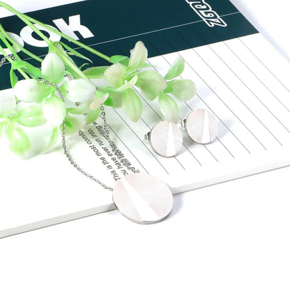 Trendy Elegant Shell Shape Stainless Steel Necklaces Earrings Sets For Ladies Luxury Jewellry Sets pendientes mujer asonjewelry