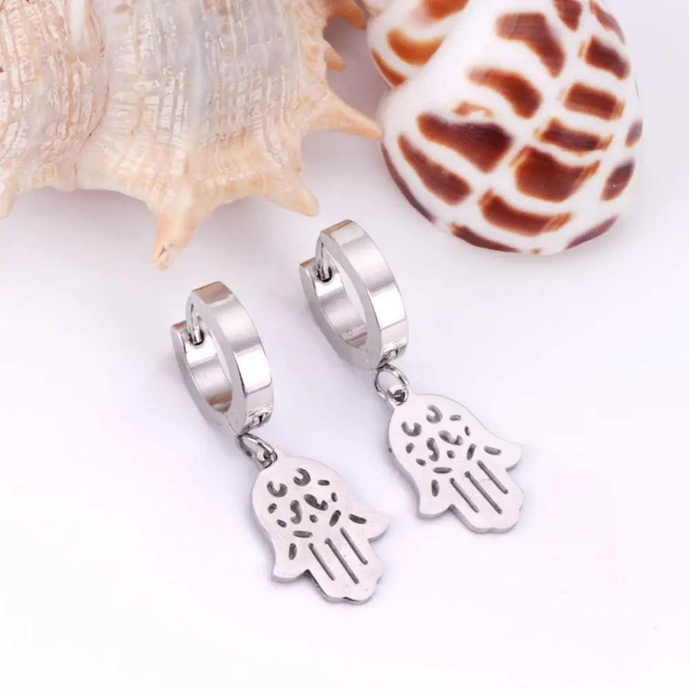 Hand Dangle Earrings Stainless Steel Drop Earrings For Women Gold/Steel Color Earrings Women Jewelry asonjewelry