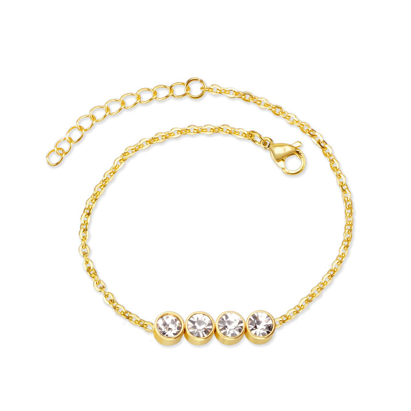 Charm Gold Color Pulseras Bracelets For Femme Women Link Chain Round Crystal Bracelet Jewellery accesorios