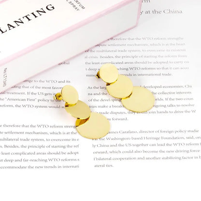 Jewelry Korean Round Layers Gold Color Drop&Dangle Earing Stainless Steel Earrings For Women 2020 Pendientes arete asonjewelry