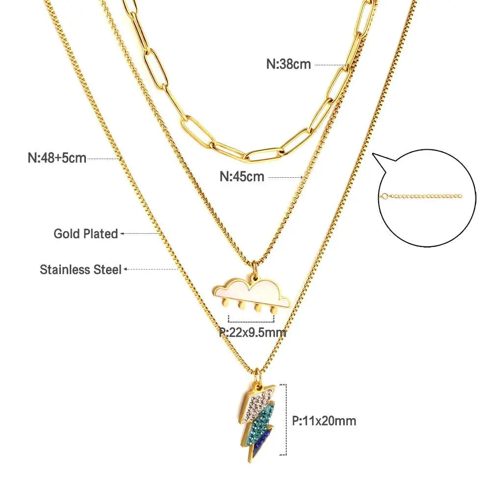 Double Layered Decor Necklaces Heart Broken Woman Choker Rainbow Multilayer Lightning Brand Design Products On Neck asonjewelry