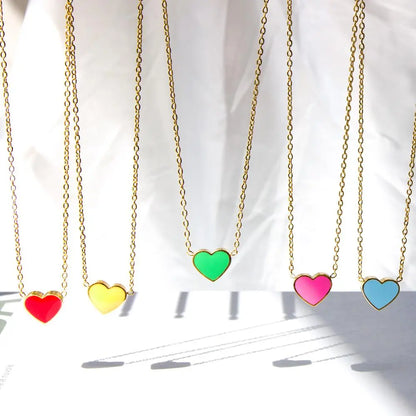 2022 Pink Heart Babygirl Choker Green Necklace Stainless Steel Chain Pendants Necklaces For Women Summer Jewelry asonjewelry