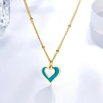 Korean Fashion Heart Shape Pendant Chain Necklaces For Women Elegant Party Jewelry Girls Gold Color Choker collares asonjewelry
