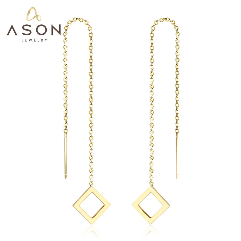 ASON-pendientes colgantes con borlas largas para mujer, aretes coreanos llamativos, conjunto de pendientes de acero inoxidable, joyería de moda femenina 2022