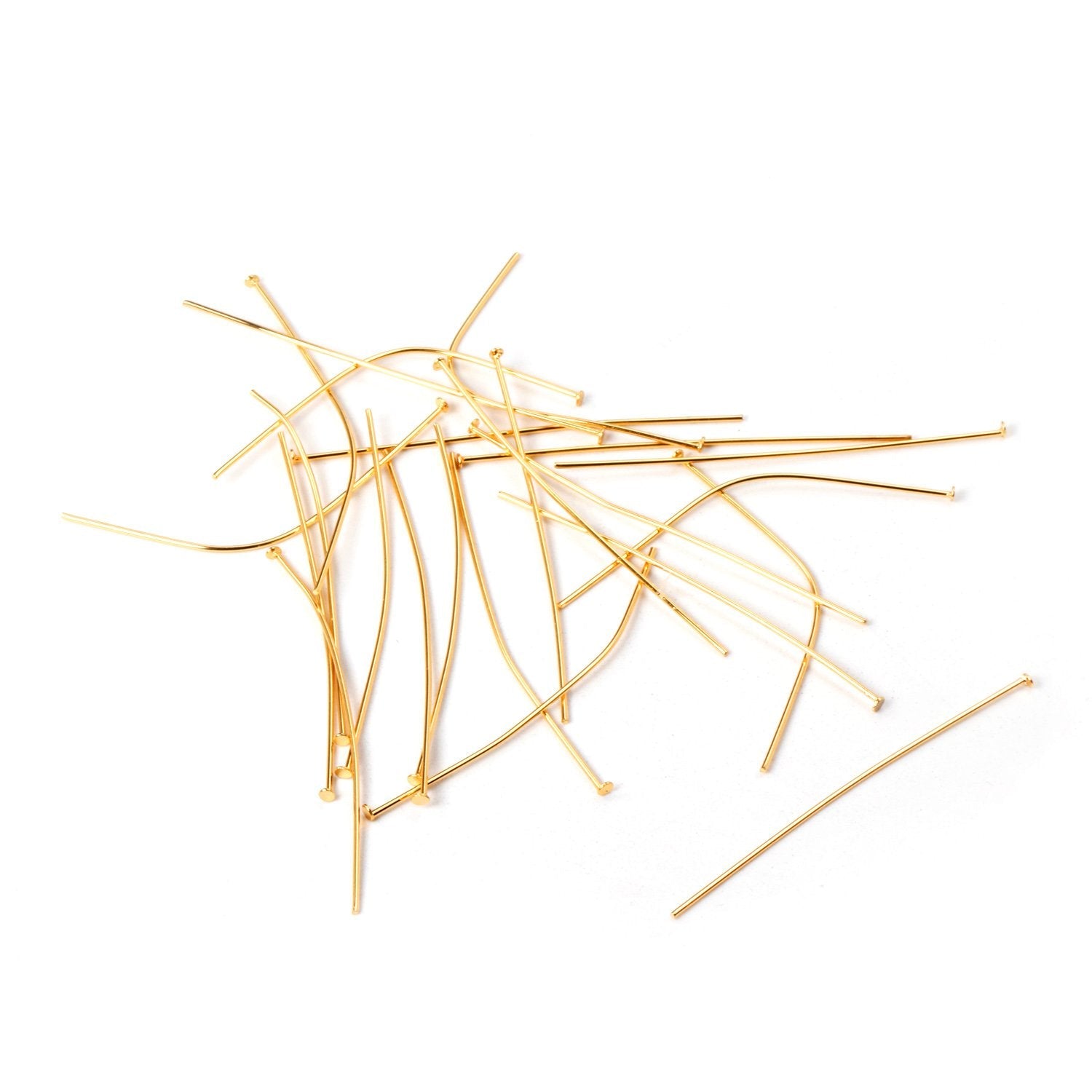 ASON 100 Pcs/Lots Flat Head Needle Stainless Steel Pin Head Pins Gold Color Head Pins For Jewelry Findings Making DIY Needles asonjewelry
