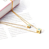 Men And Women Double Chain Necklace Stainless Steel Gold Silver Color Fashion Block Pendant Necklace Accessories